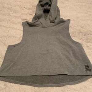 Psycho Bunny Gray Cropped Sleeveless Hoodie
